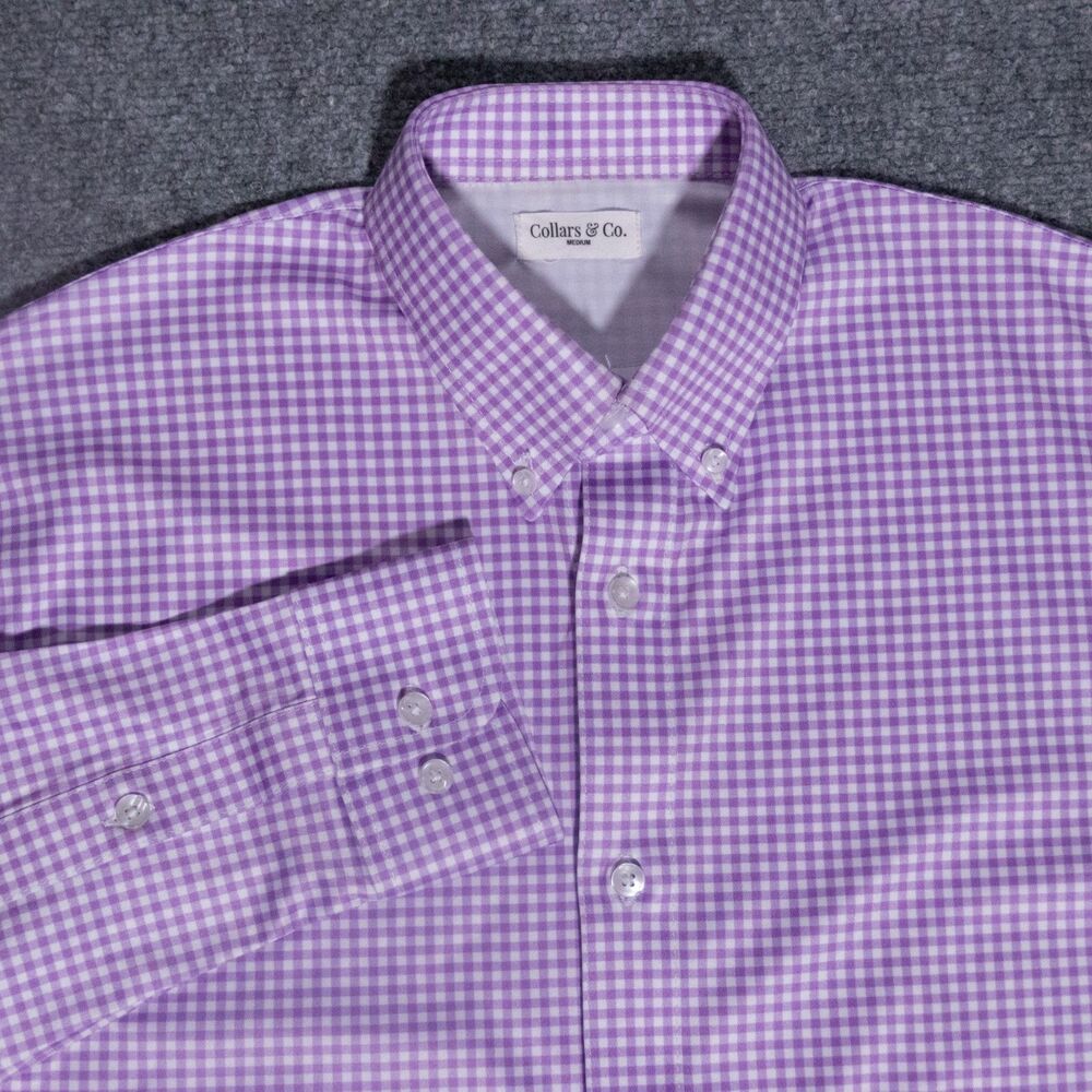 Collars and Co Dress Collar Button Performance Polo Shirt Men's Medium Gingham